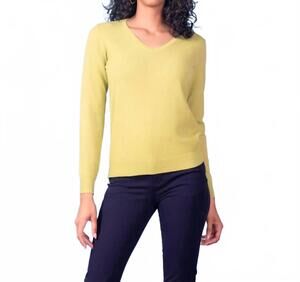 NEW ALISON SHERI essential long sleeve v-neck sweater in lime